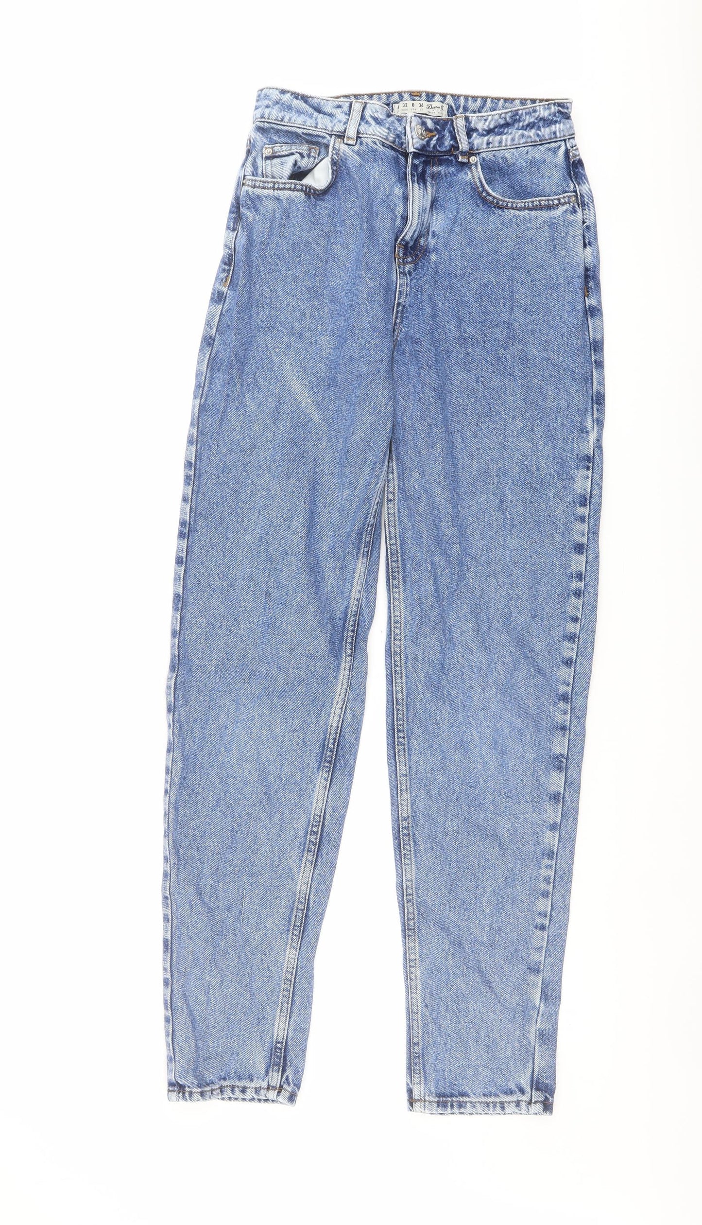 Denim & Co. Womens Blue Cotton Mom Jeans Size 4 L29 in Regular Button