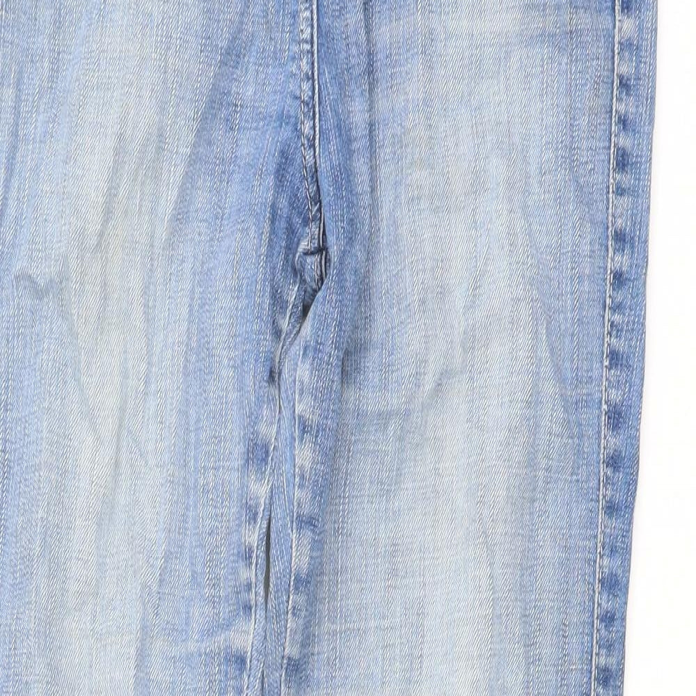 Marks and Spencer Womens Blue Cotton Bootcut Jeans Size 12 L29 in Regular Button