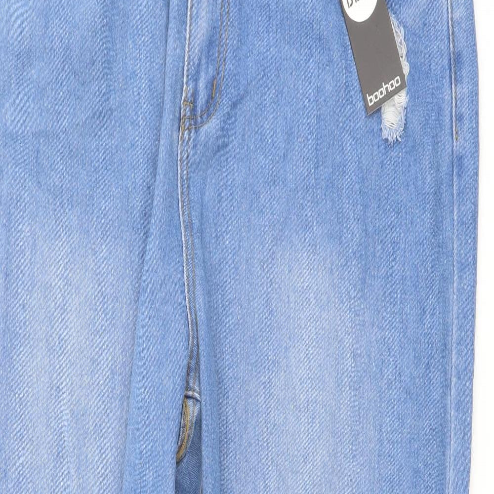 Boohoo Womens Blue Cotton Mom Jeans Size 16 L26 in Regular Button