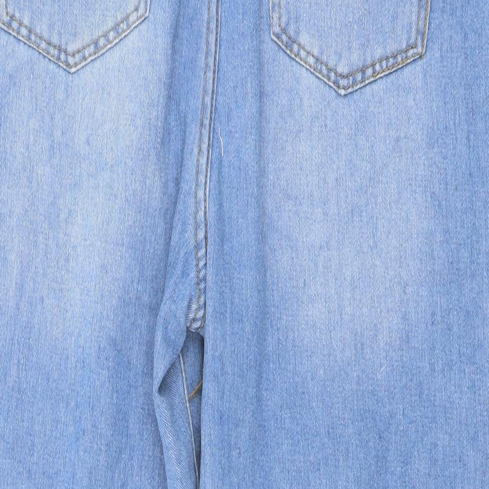 Boohoo Womens Blue Cotton Mom Jeans Size 16 L26 in Regular Button