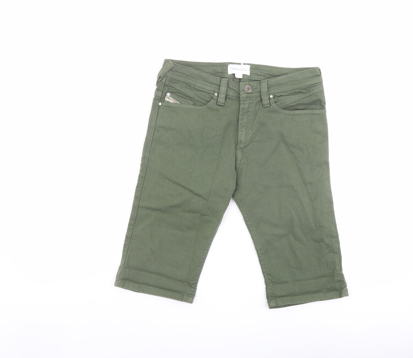 Diesel Womens Green Cotton Bermuda Shorts Size 12 L12 in Regular Button