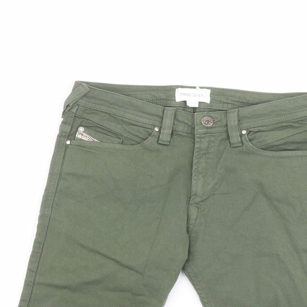 Diesel Womens Green Cotton Bermuda Shorts Size 12 L12 in Regular Button