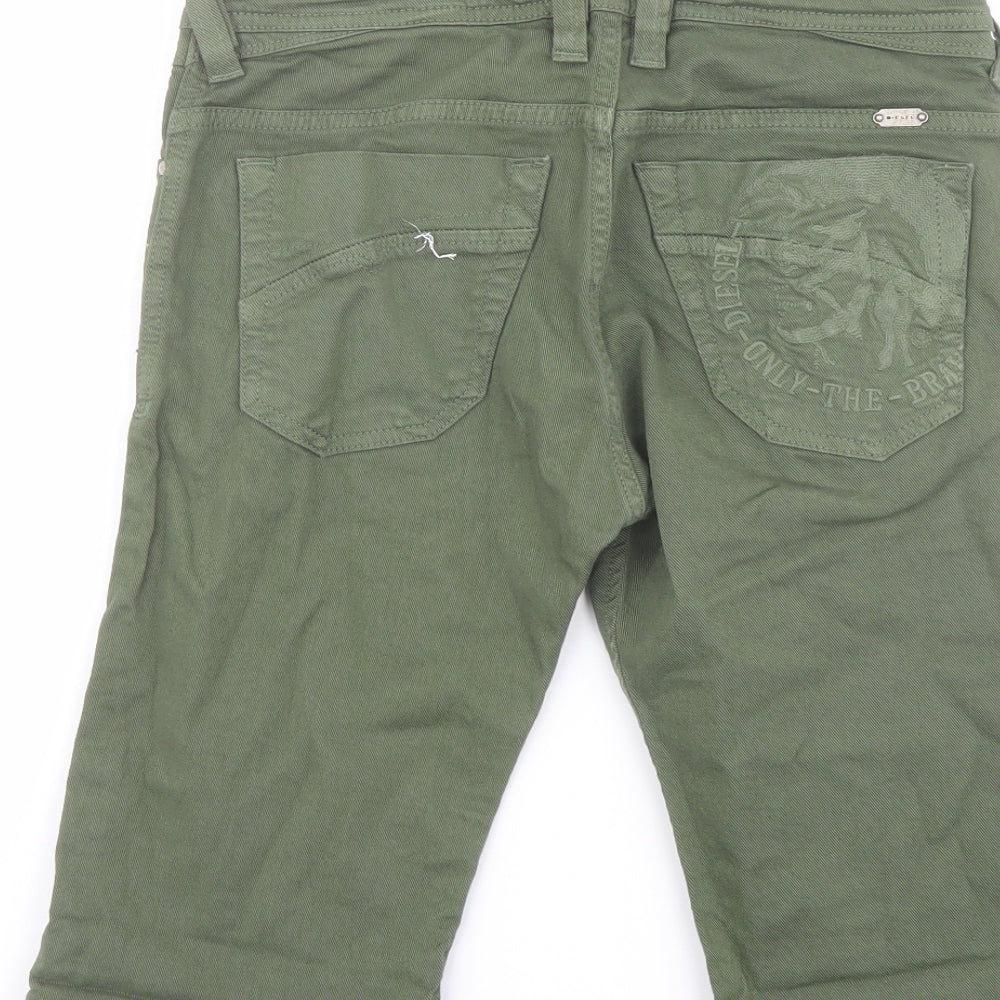 Diesel Womens Green Cotton Bermuda Shorts Size 12 L12 in Regular Button