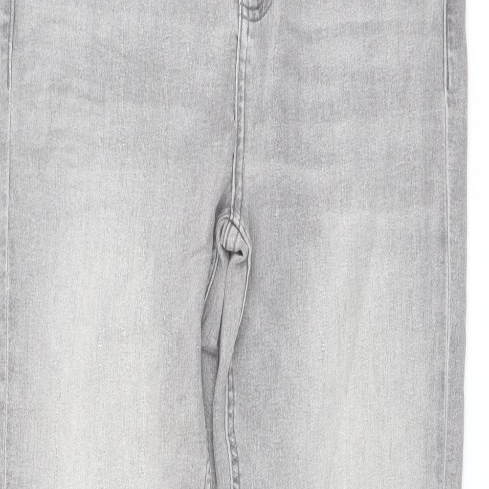 Marks and Spencer Womens Grey Cotton Straight Jeans Size 12 L30 in Regular Button