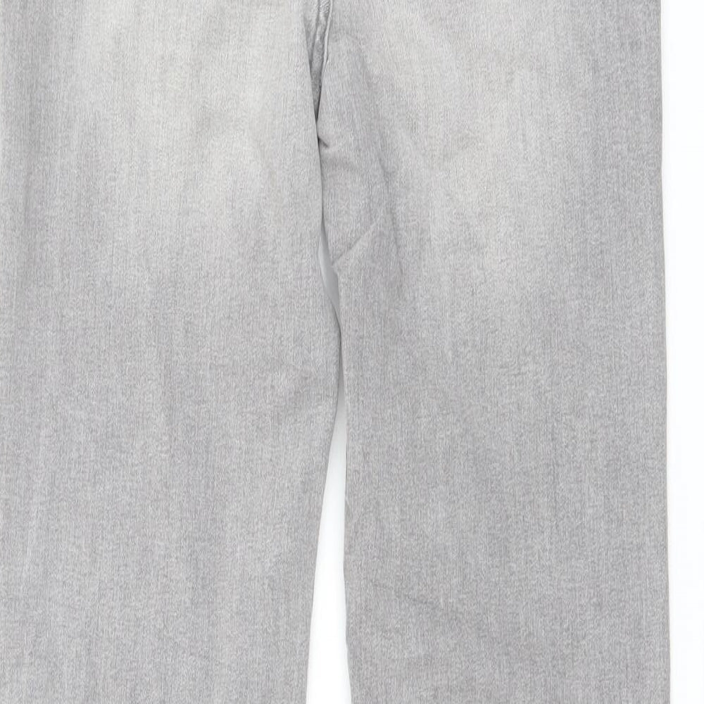 Marks and Spencer Womens Grey Cotton Straight Jeans Size 12 L30 in Regular Button