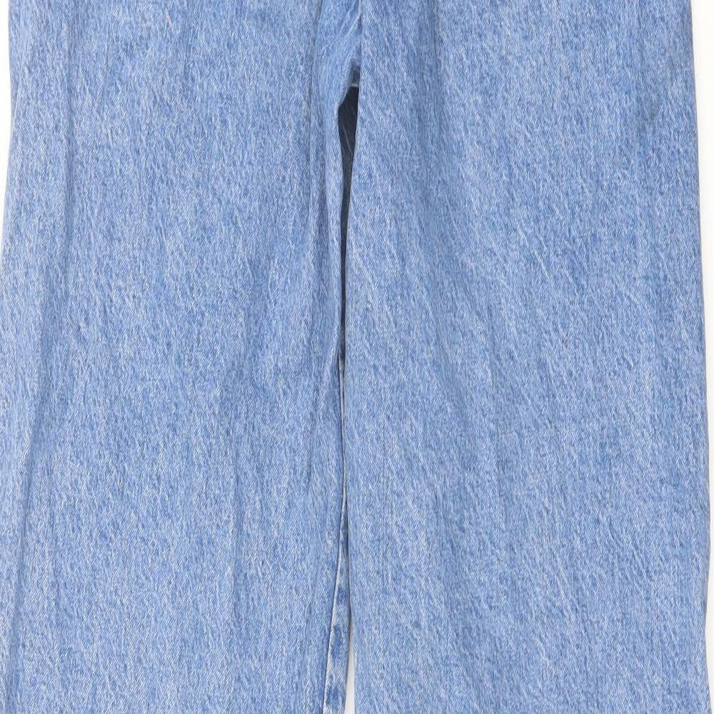 Pull&Bear Womens Blue Cotton Wide-Leg Jeans Size 10 L32 in Regular Button