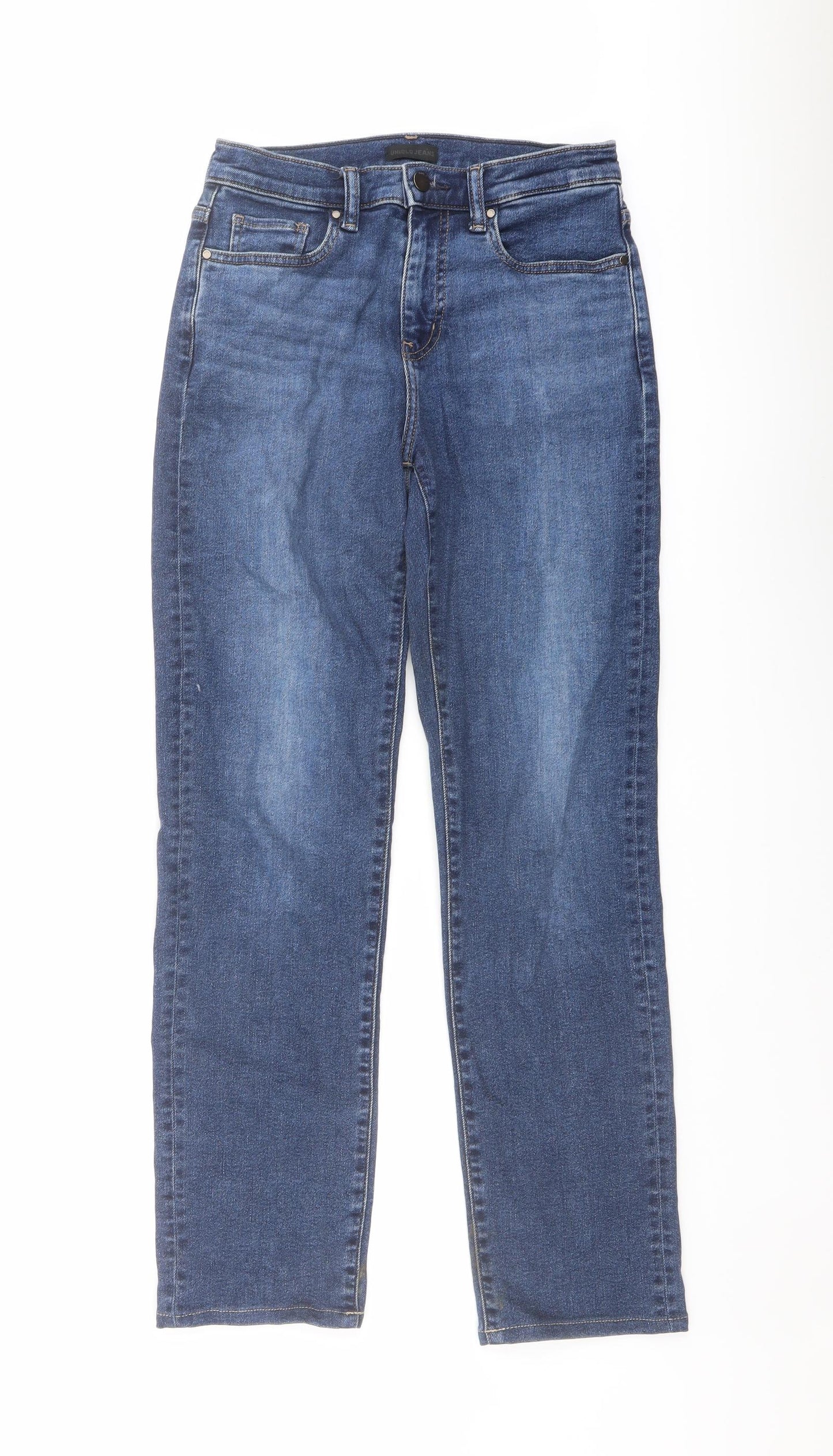 Uniqlo Womens Blue Cotton Straight Jeans Size 24 in L29 in Regular Button