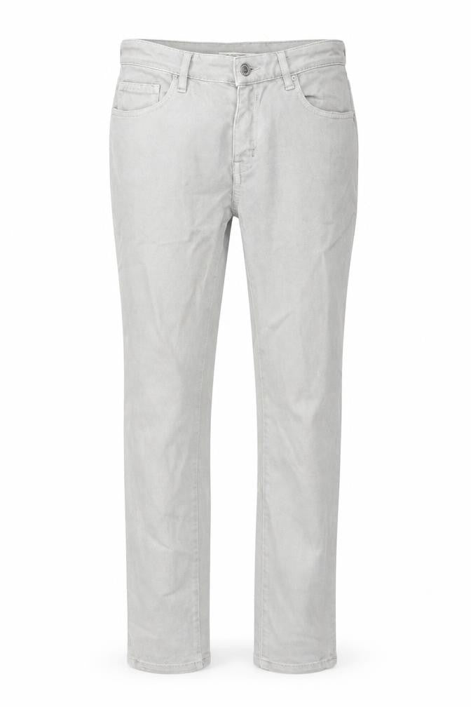 Front view of Zara women’s green cotton straight jeans, size UK 8, 26-inch leg regular button