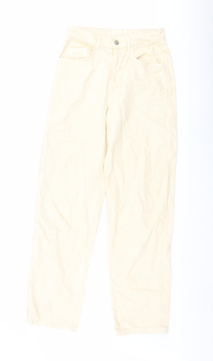 Reclaimed Vintage Womens Ivory Cotton Straight Jeans Size 26 in L30 in Regular Button