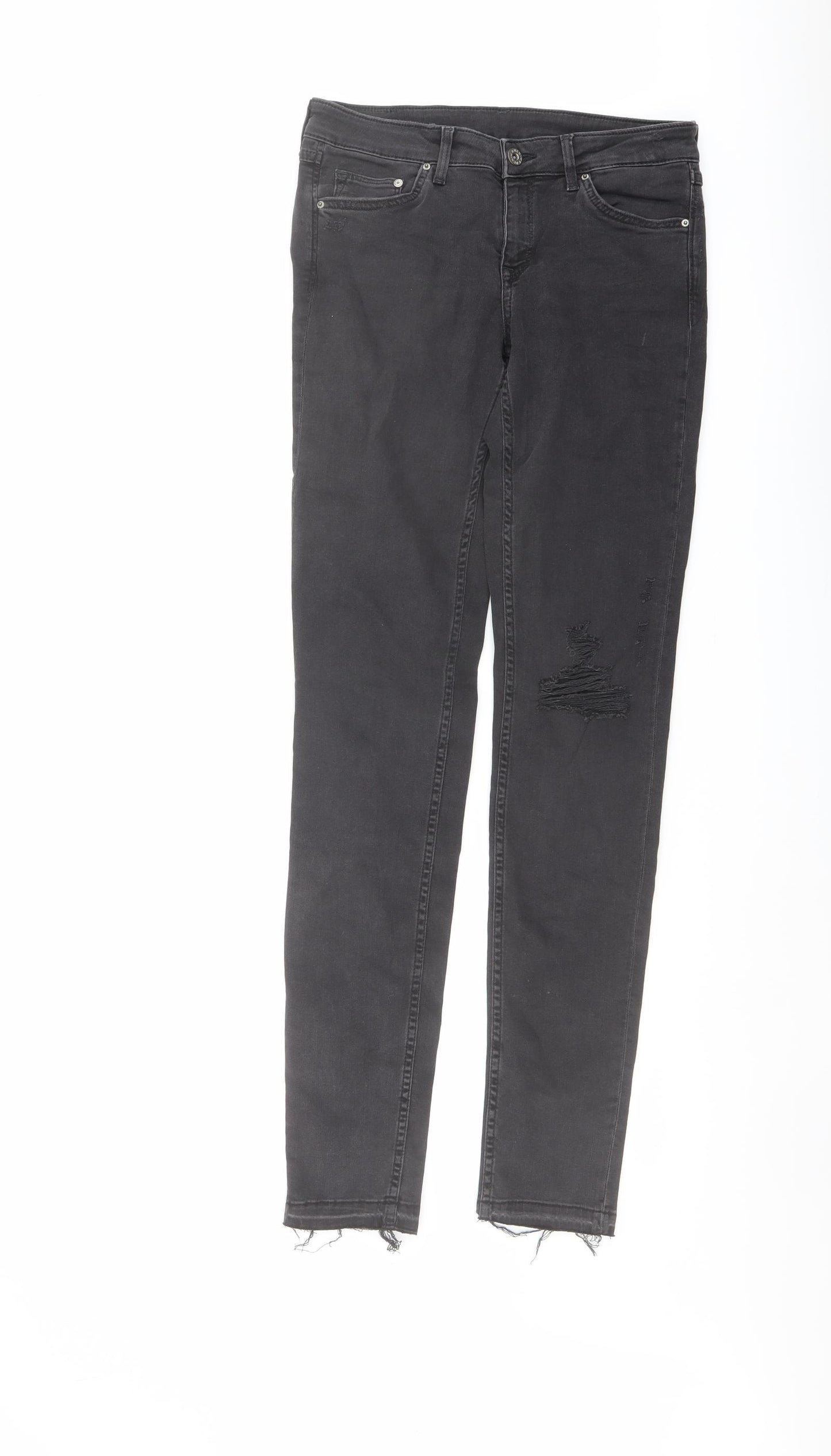 H&M Womens Grey Cotton Skinny Jeans Size 28 in L31 in Regular Button