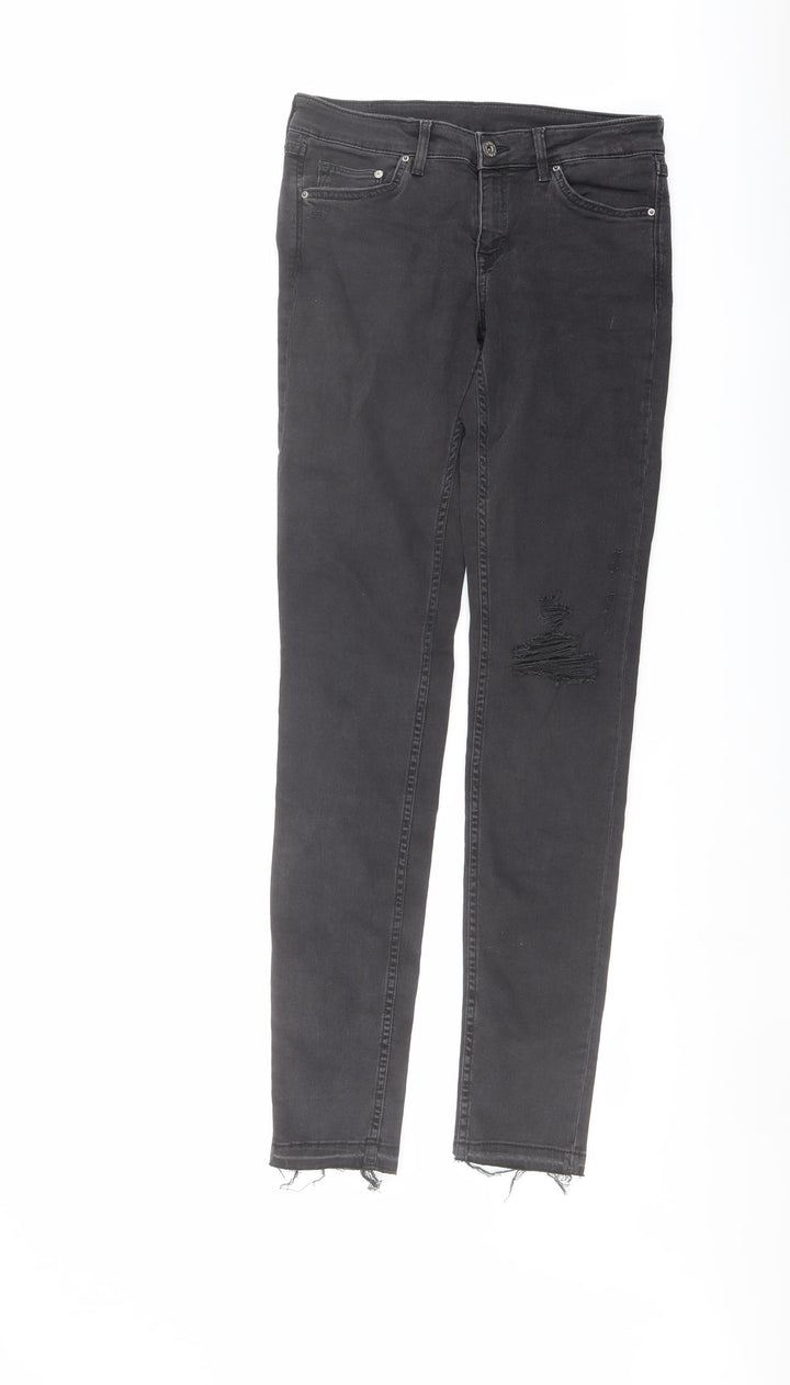 H&M Womens Grey Cotton Skinny Jeans Size 28 in L31 in Regular Button