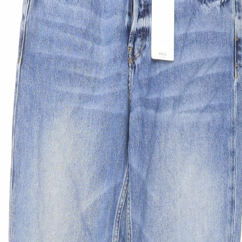 Mango Womens Blue Cotton Boyfriend Jeans Size 12 L28 in Relaxed Button