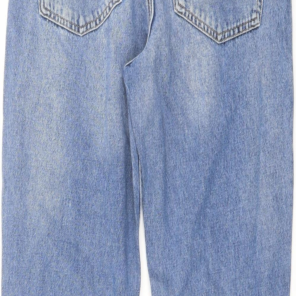 Mango Womens Blue Cotton Boyfriend Jeans Size 12 L28 in Relaxed Button