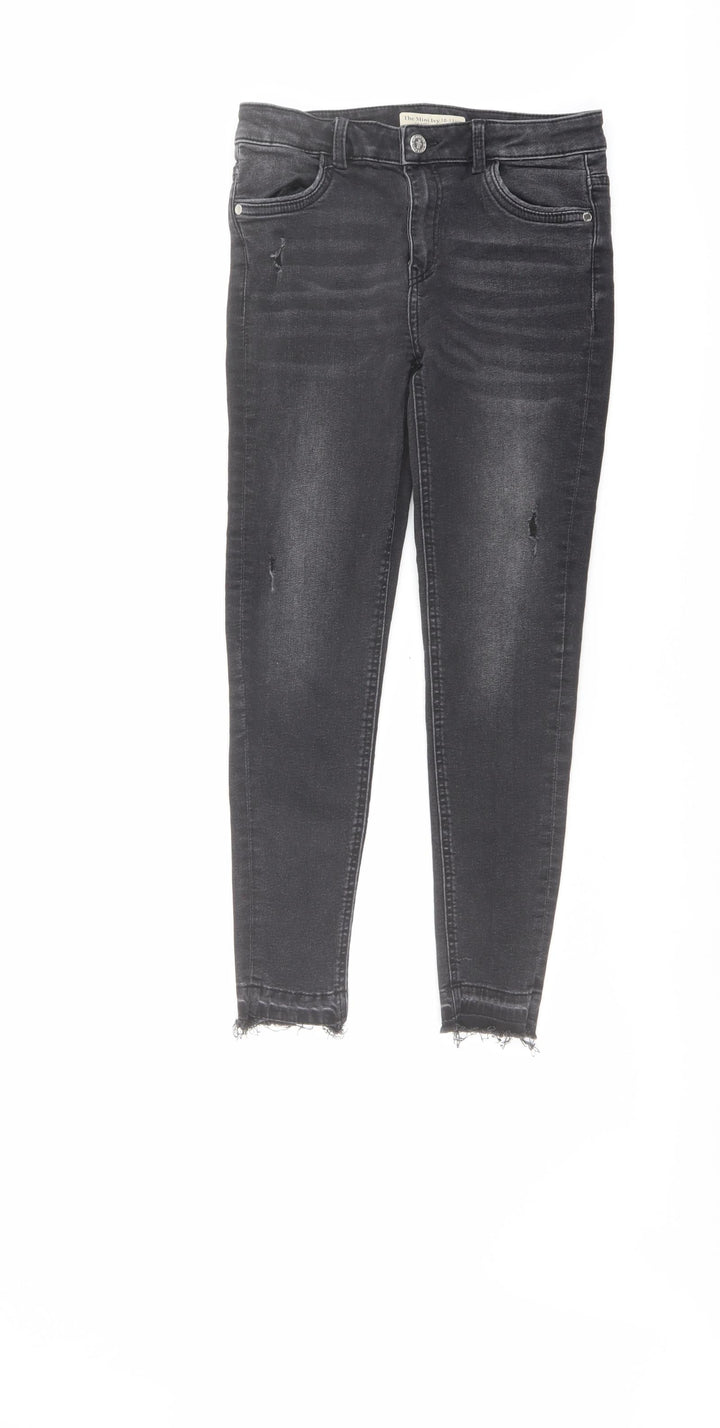 Marks and Spencer Girls Grey Cotton Skinny Jeans Size 10-11 Years Regular Button