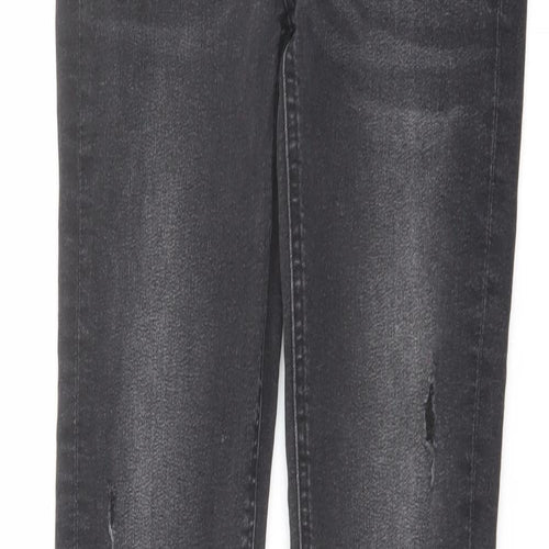 Marks and Spencer Girls Grey Cotton Skinny Jeans Size 10-11 Years Regular Button