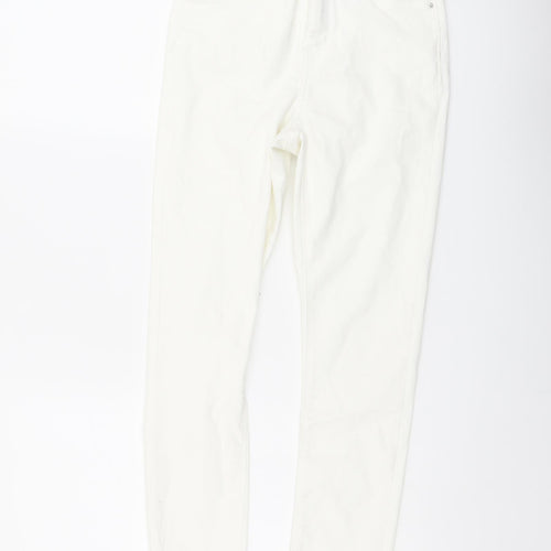 Denim & Co. Womens Ivory Cotton Skinny Jeans Size 10 L23 in Regular Button