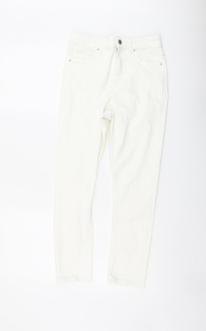 Denim & Co. Womens Ivory Cotton Skinny Jeans Size 10 L23 in Regular Button