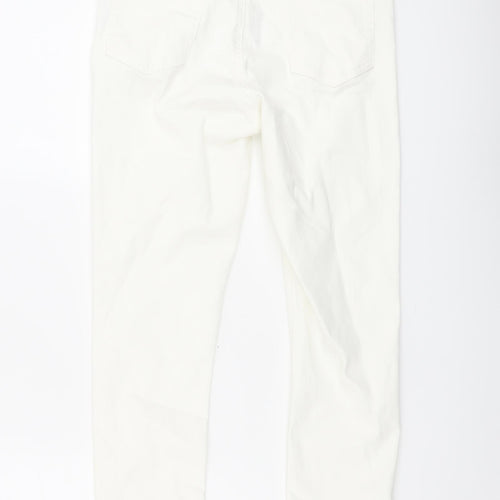 Denim & Co. Womens Ivory Cotton Skinny Jeans Size 10 L23 in Regular Button