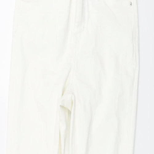 Denim & Co. Womens Ivory Cotton Skinny Jeans Size 10 L23 in Regular Button