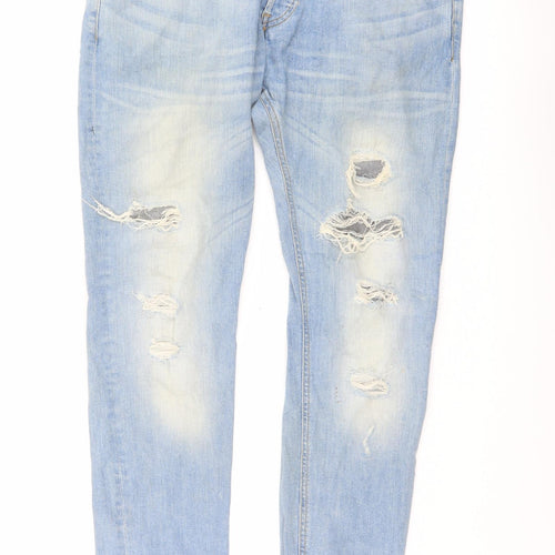 H&M Mens Blue Cotton Straight Jeans Size 34 in L32 in Regular Button