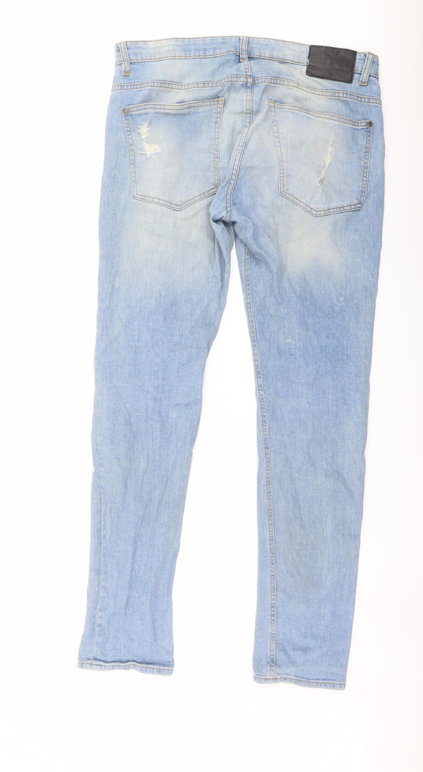H&M Mens Blue Cotton Straight Jeans Size 34 in L32 in Regular Button