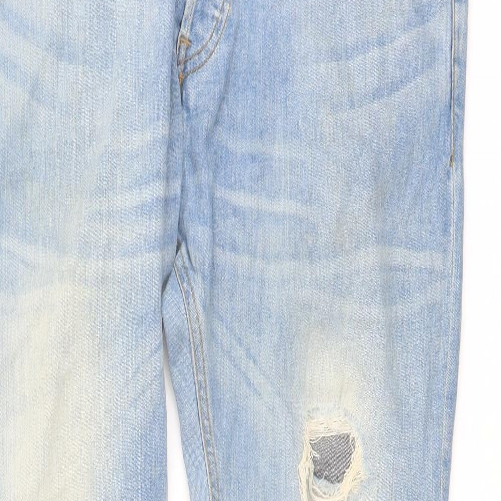 H&M Mens Blue Cotton Straight Jeans Size 34 in L32 in Regular Button