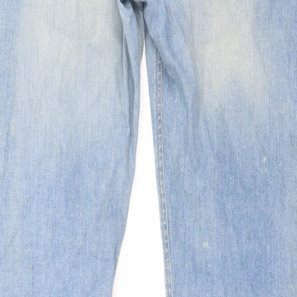 H&M Mens Blue Cotton Straight Jeans Size 34 in L32 in Regular Button