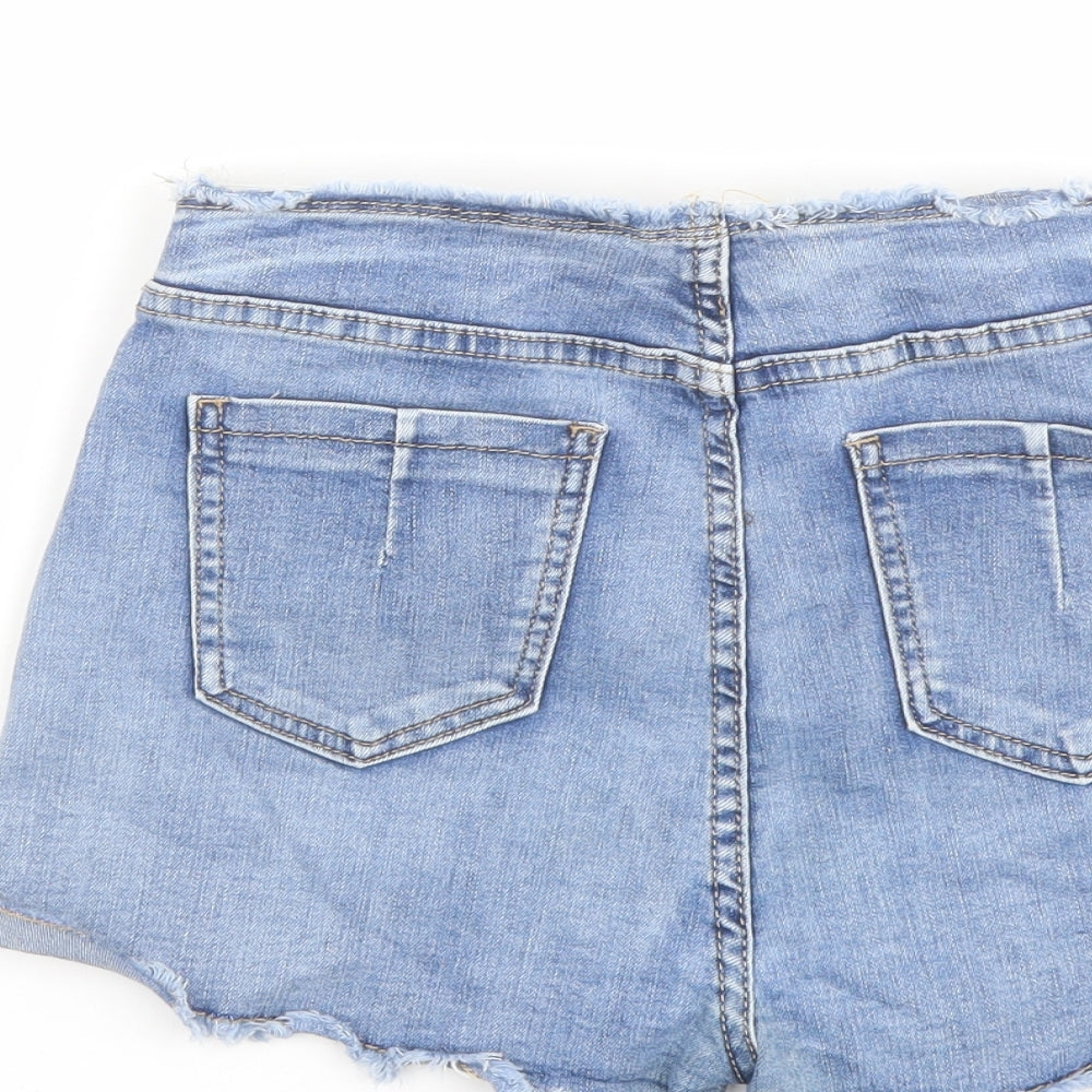 Daysie Womens Blue Cotton Cut-Off Shorts Size 6 L3 in Regular Drawstring