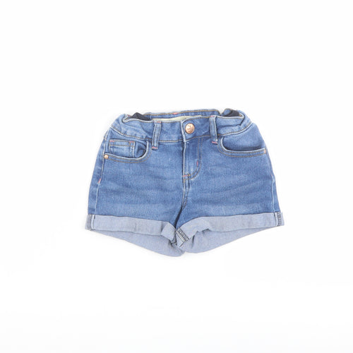 Denim & Co. Girls Blue Cotton Cut-Off Shorts Size 4-5 Years Regular Drawstring