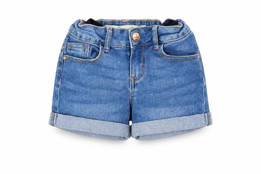 Denim & Co. Girls Blue Cotton Cut-Off Shorts Size 4-5 Years Regular Drawstring