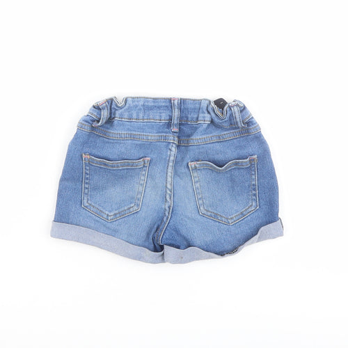 Denim & Co. Girls Blue Cotton Cut-Off Shorts Size 4-5 Years Regular Drawstring
