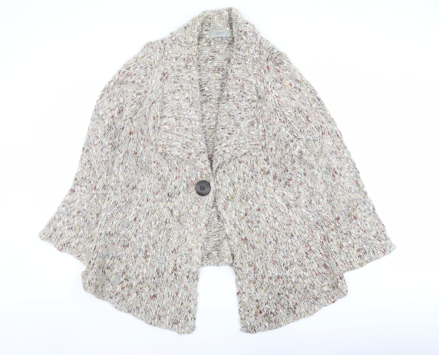 Marks and Spencer Womens Multicoloured V-Neck Acrylic Cardigan Jumper Size 22