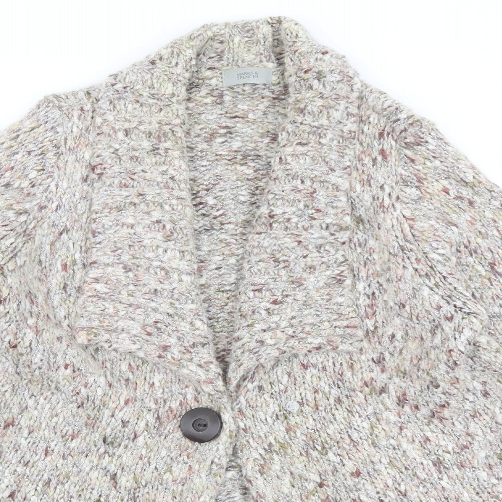 Marks and Spencer Womens Multicoloured V-Neck Acrylic Cardigan Jumper Size 22