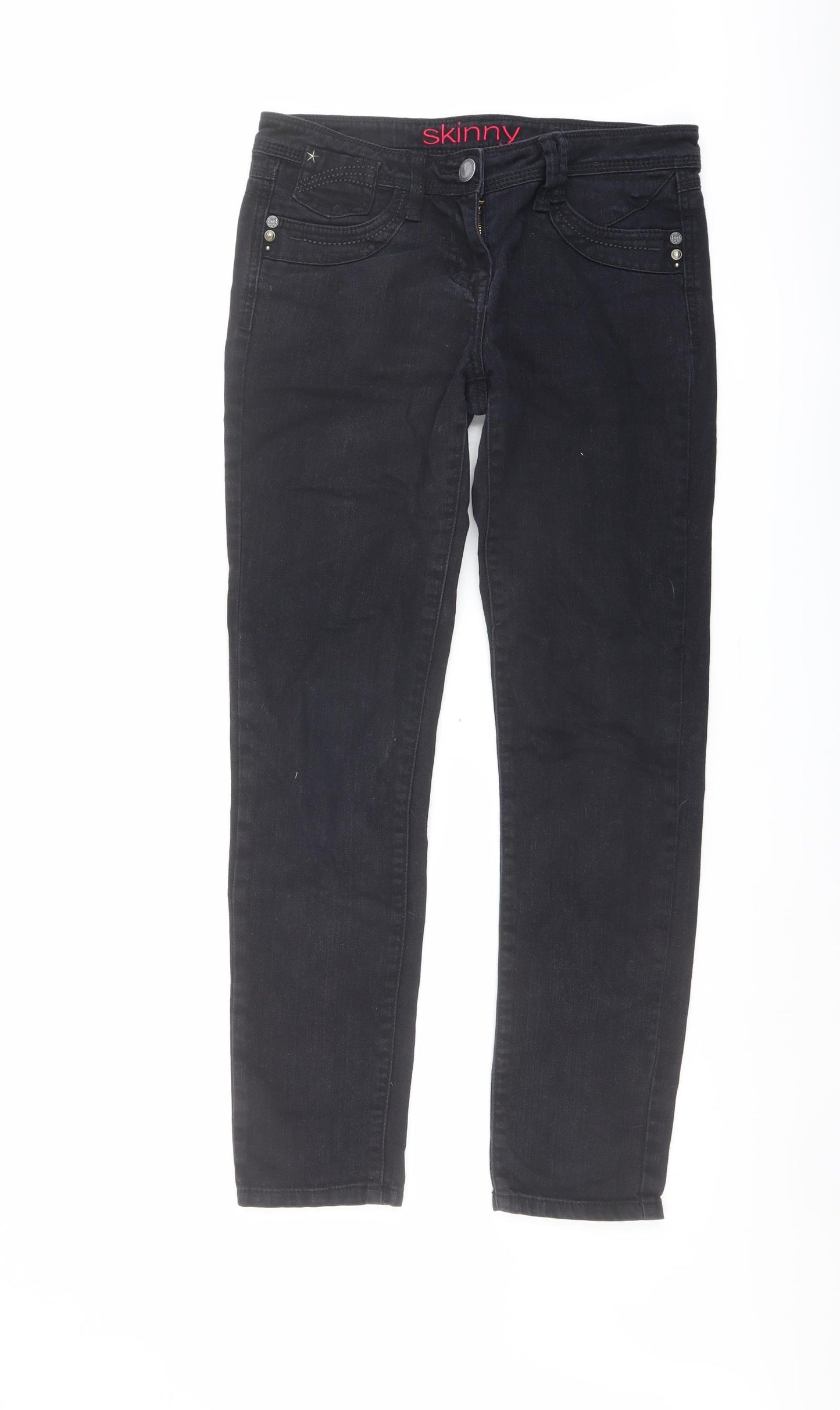 NEXT Womens Blue Cotton Skinny Jeans Size 10 L29 in Regular Button