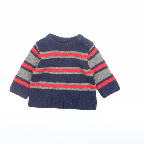 Gapo Boys Blue Striped Cotton Pullover Jumper Size 3-6 Months Pullover