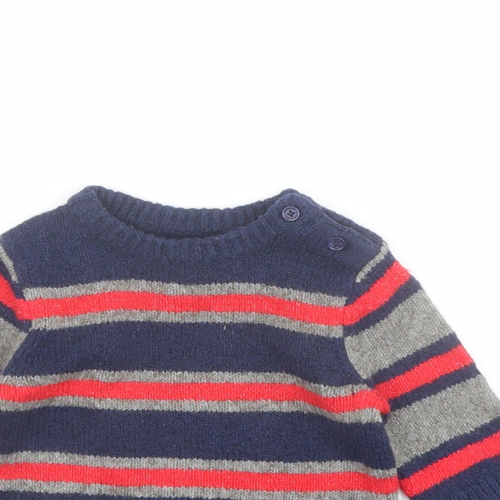 Gapo Boys Blue Striped Cotton Pullover Jumper Size 3-6 Months Pullover