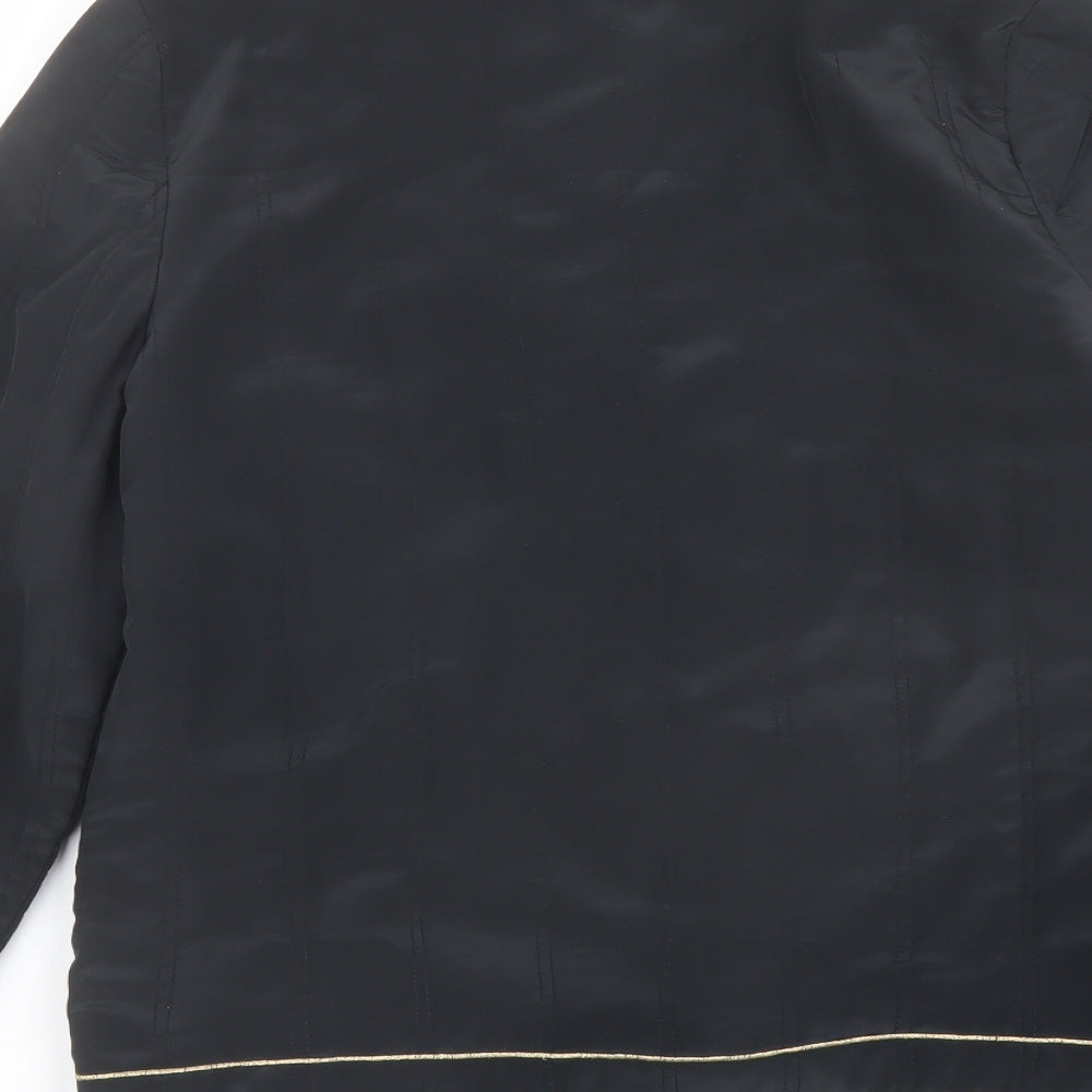 Jacques Vert Womens Black Floral Jacket Size 12 Button
