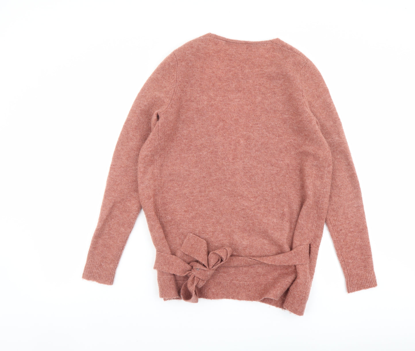 Fat Face Womens Pink V-Neck Acrylic Wrap Jumper Size 10