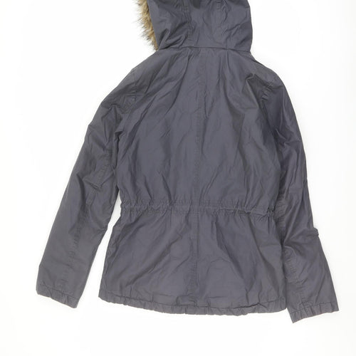 H&M Womens Blue Parka Jacket Size 6 Zip
