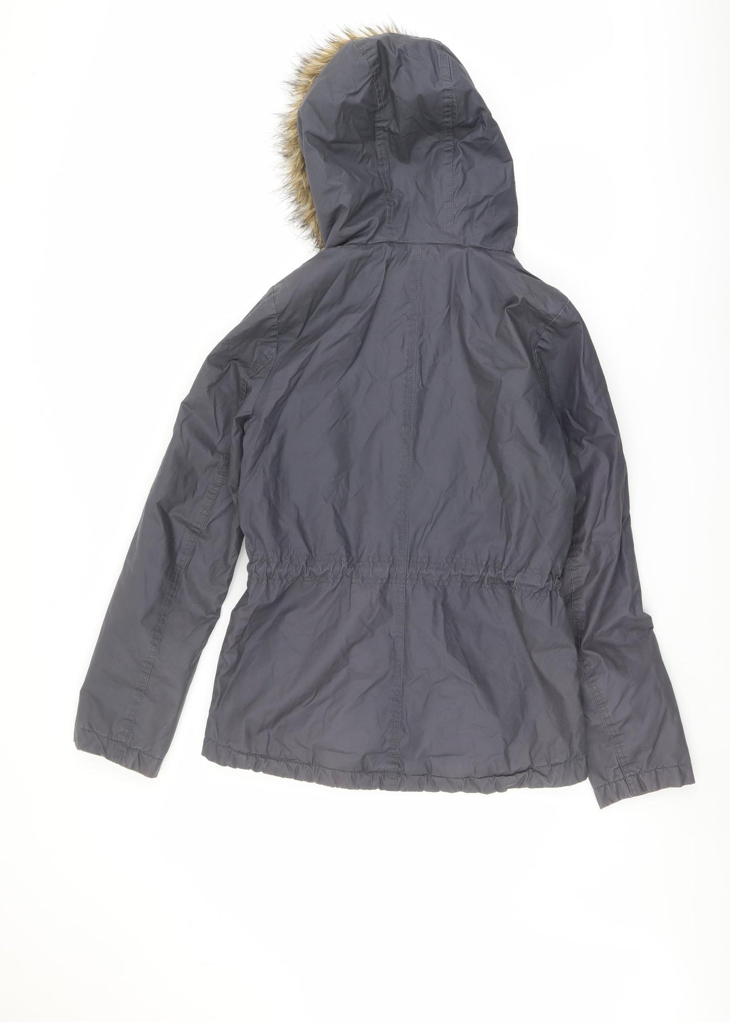 H&M Womens Blue Parka Jacket Size 6 Zip