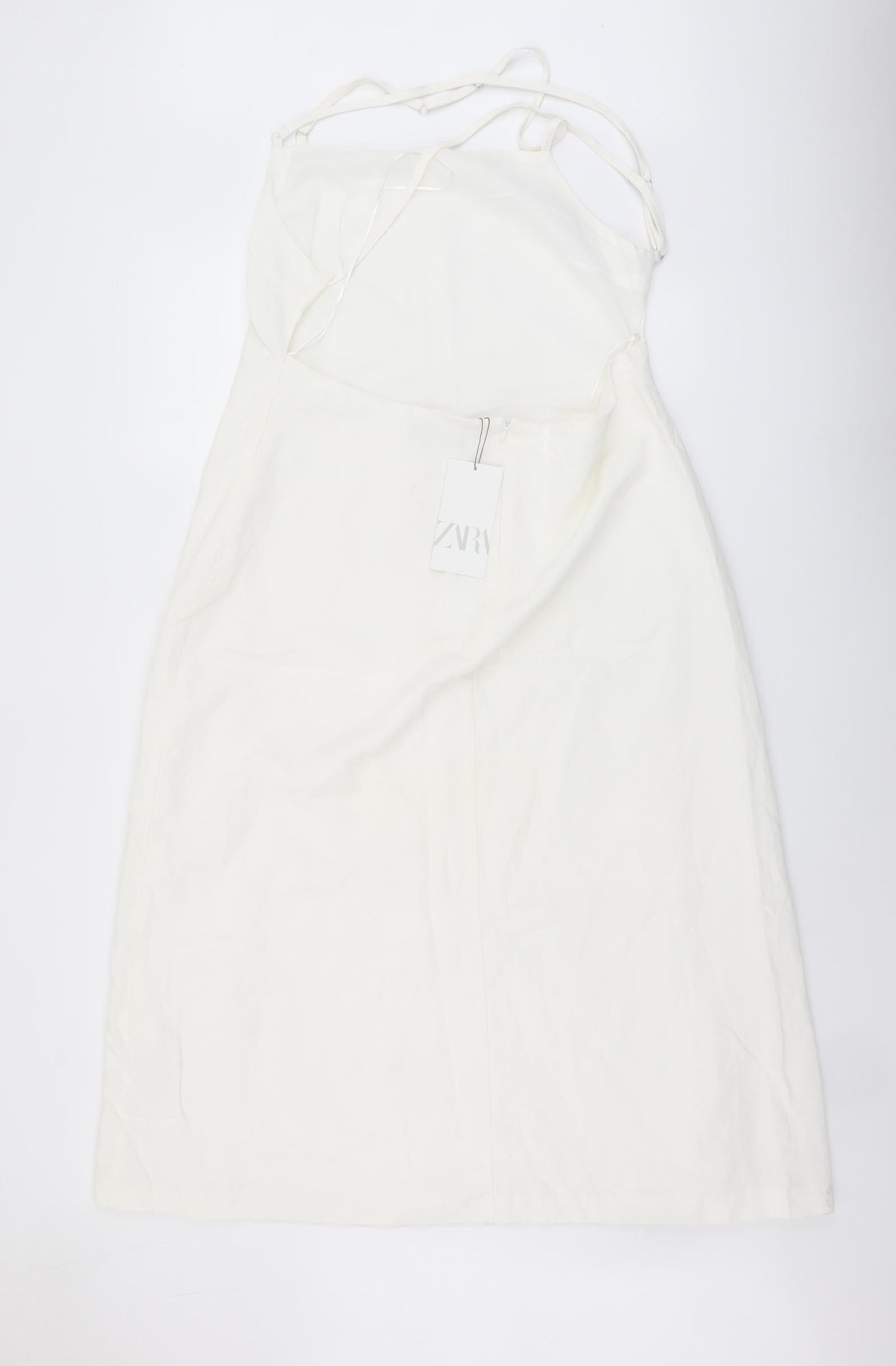 Zara Womens Ivory Polyester A-Line Size 2XL Square Neck Zip