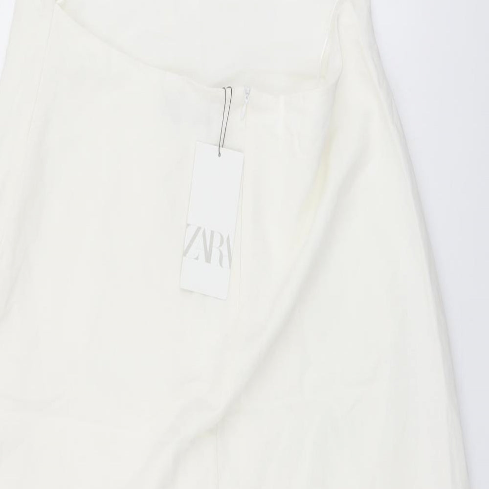Zara Womens Ivory Polyester A-Line Size 2XL Square Neck Zip