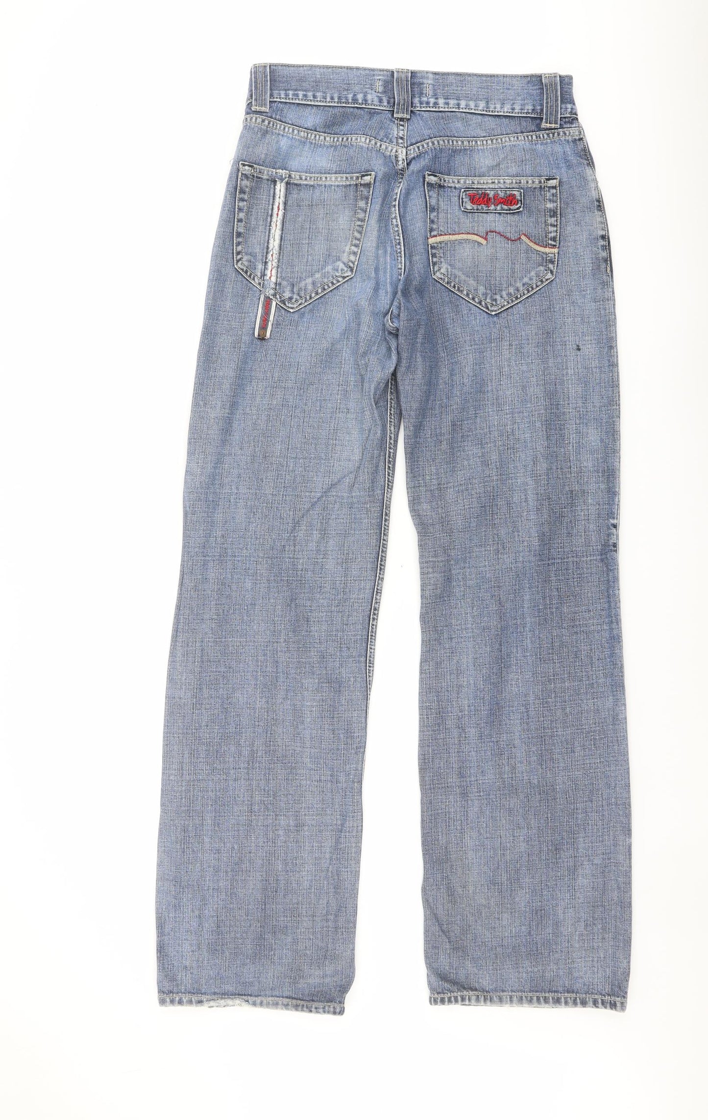 Teddy Smith Mens Blue Cotton Straight Jeans Size 30 in L33 in Regular Button