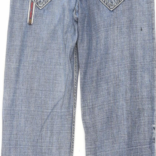 Teddy Smith Mens Blue Cotton Straight Jeans Size 30 in L33 in Regular Button