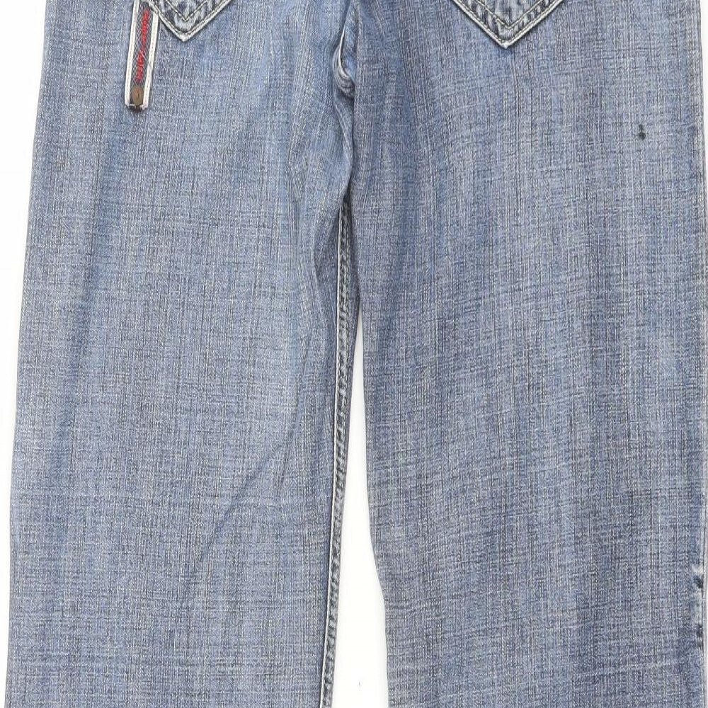 Teddy Smith Mens Blue Cotton Straight Jeans Size 30 in L33 in Regular Button
