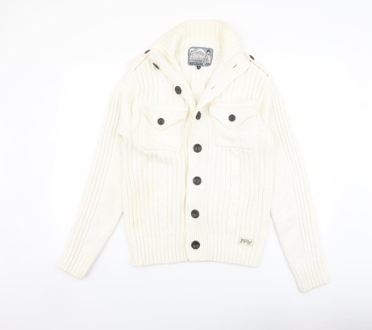Demand Womens Ivory Mock Neck Cotton Cardigan Jumper Size S