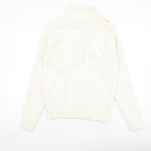 Demand Womens Ivory Mock Neck Cotton Cardigan Jumper Size S