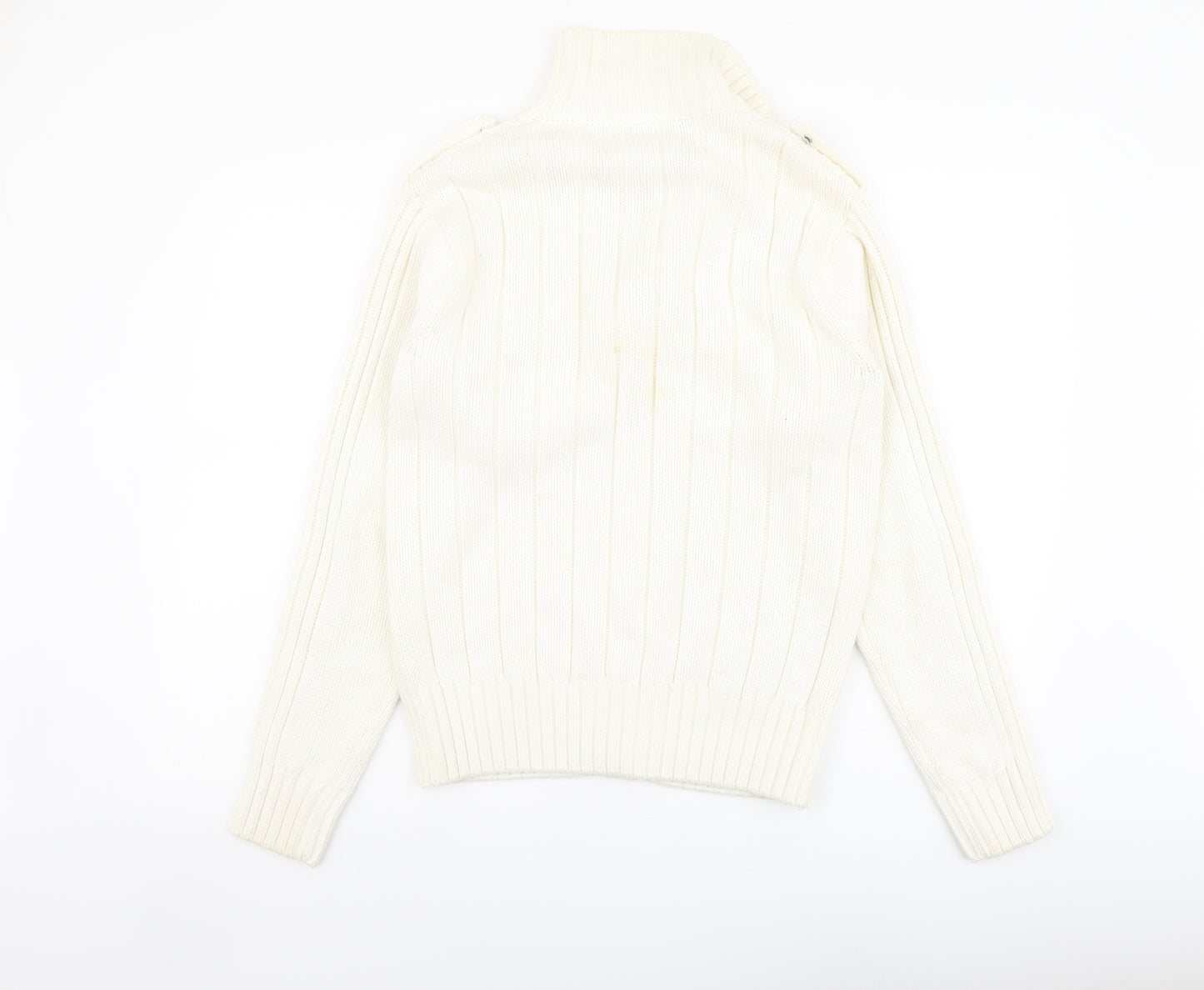 Demand Womens Ivory Mock Neck Cotton Cardigan Jumper Size S