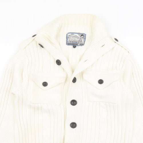Demand Womens Ivory Mock Neck Cotton Cardigan Jumper Size S