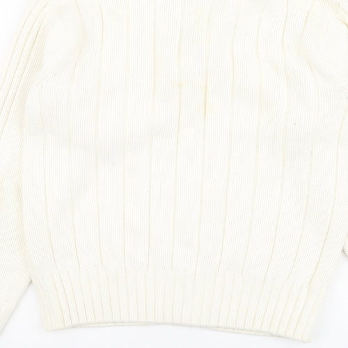 Demand Womens Ivory Mock Neck Cotton Cardigan Jumper Size S